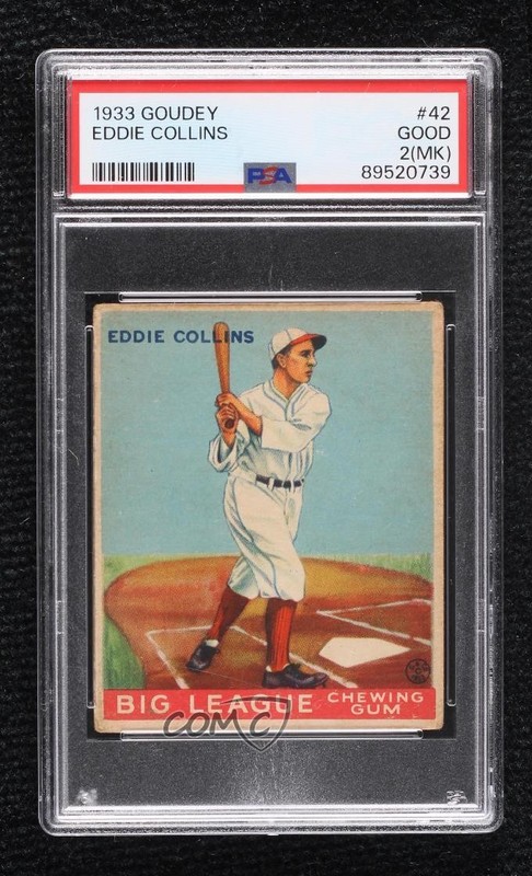 1933 Goudey Big League Chewing Gum R319 Eddie Collins #42 PSA 2 HOF 07qw