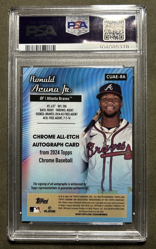 2024 Topps Chrome All Etch Ronald Acuna Jr Autograph 9/99 PSA 9 🔥🔥🔥 view 2