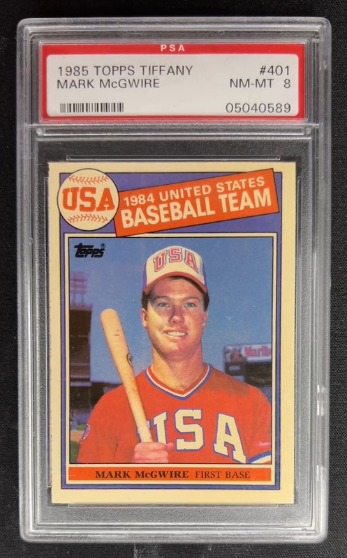 1985 Topps Tiffany '84 USA Baseball Team #401 Mark McGwire NM-MT PSA 8