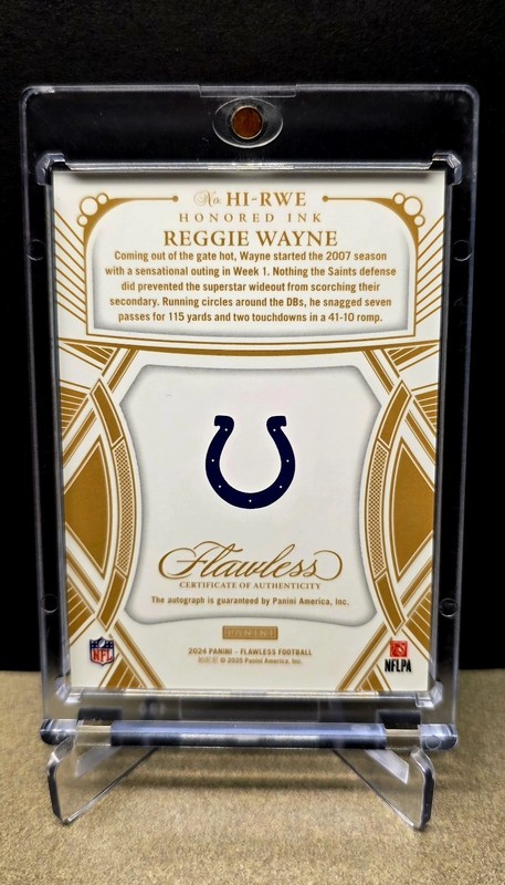 2024 Panini Flawless Honored Ink Reggie Wayne Auto 1/1 Platinum Colts view 2