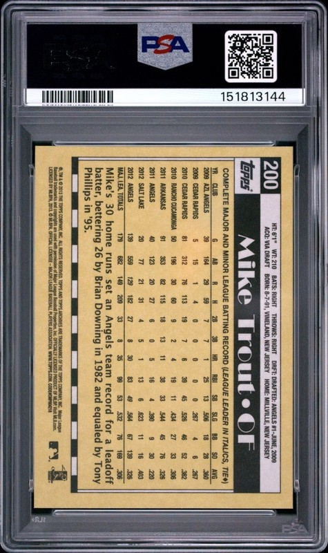 2012 Topps Archives #200 Mike Trout PSA 9 view 2