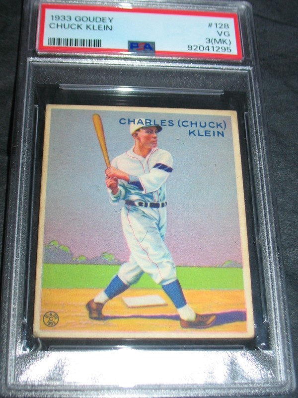 1933 GOUDEY #128 CHUCK KLEIN PSA VG 3 mk  ~~ PHILADELPHIA PHILLIES