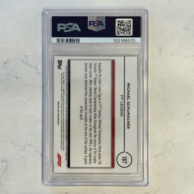 2024 Topps Chrome Formula 1 F1 #187 Michael Schumacher Gold Refractor /50 PSA 10 view 2