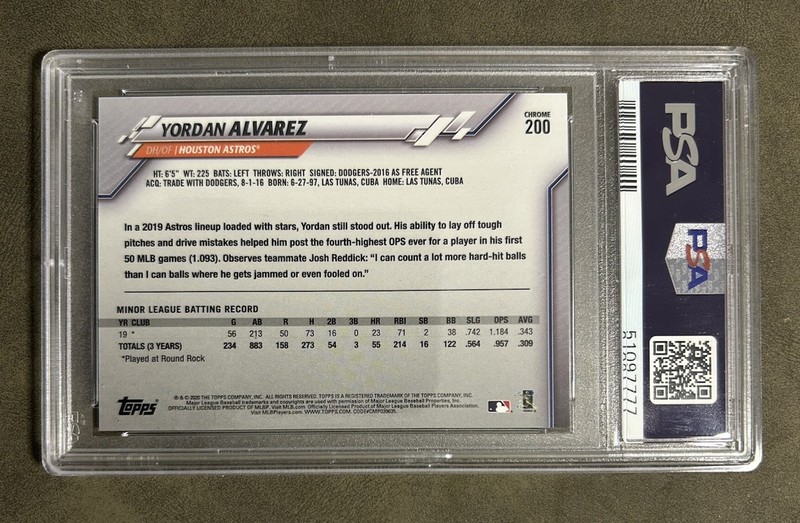 2020 Topps Chrome Yordan Alvarez SP PSA 9 ⚾️ view 2