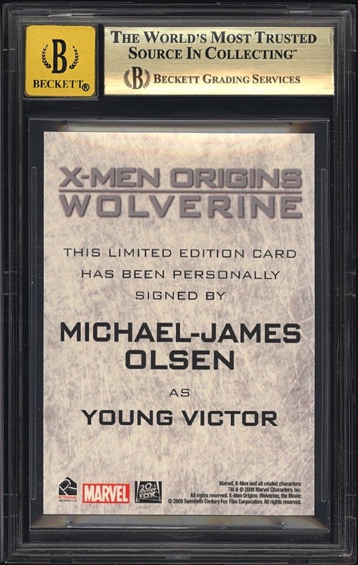 2009 X-Men Marvel Wolverine Origins Autographs Auto Michael James Olsen BGS 9.5 view 2