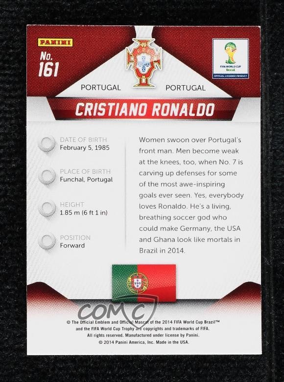 2014 Panini Prizm World Cup Cristiano Ronaldo #161 z1b view 2