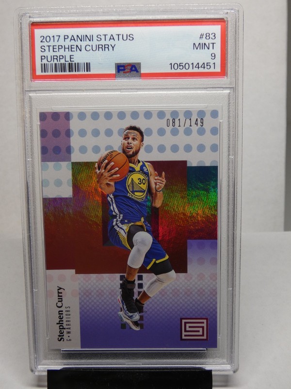Stephen Curry 2017 Panini Status Purple #'d 81/149 PSA 9 MINT