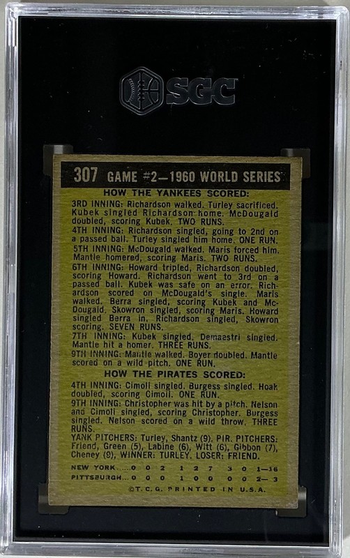 1961 Topps #307 World Series Game 2 Mantle Slams 2 Homers        SGC   5.5 view 2
