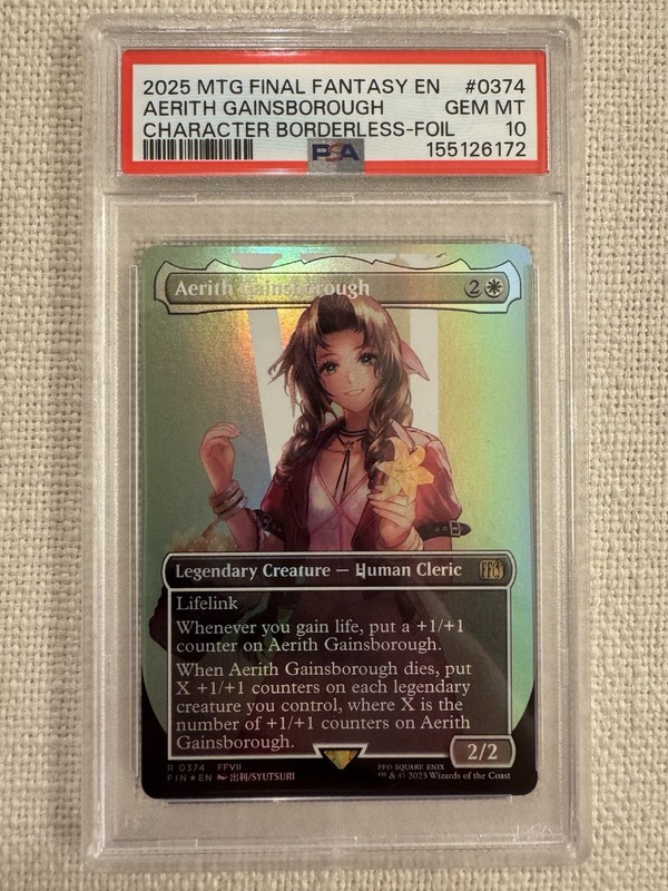 2025 MTG FINAL FANTASY CHARACTER BORDERLESS-FOIL AERITH GAINSBOROUGH PSA 10