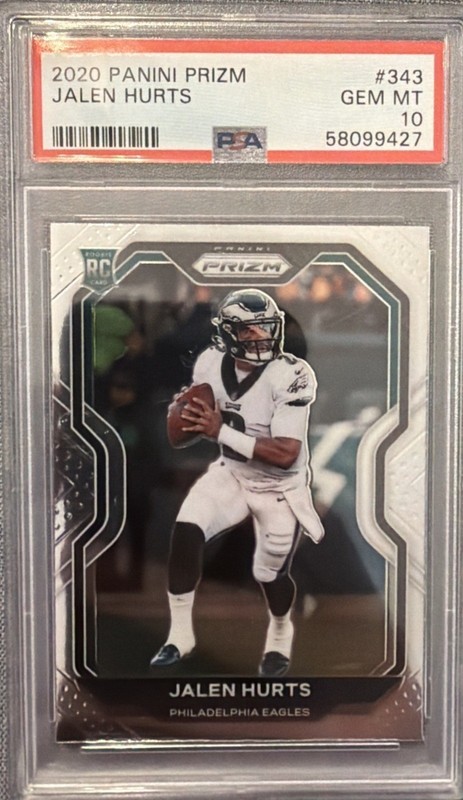 2020 Panini Prizm Jalen Hurts Rookie Card #343 PSA 10 Eagles Free Ship! Football