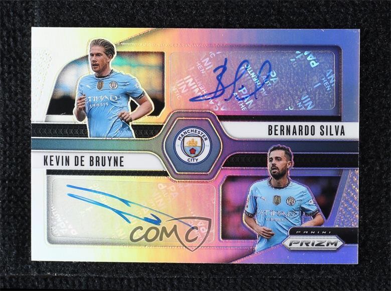 2024 Prizm Premier League Silver 12/25 Kevin de Bruyne Bernardo Silva Auto 1y9