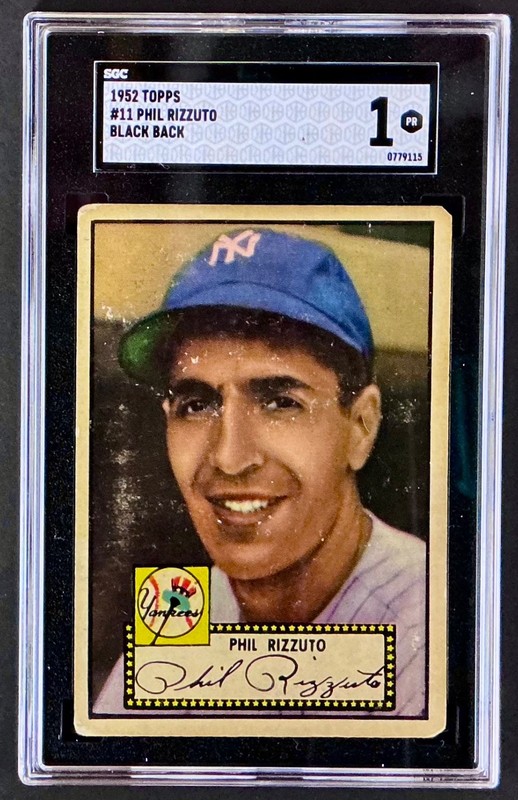 1952 Topps # 11 Phil Rizzuto / Black Back SGC 1 view 1