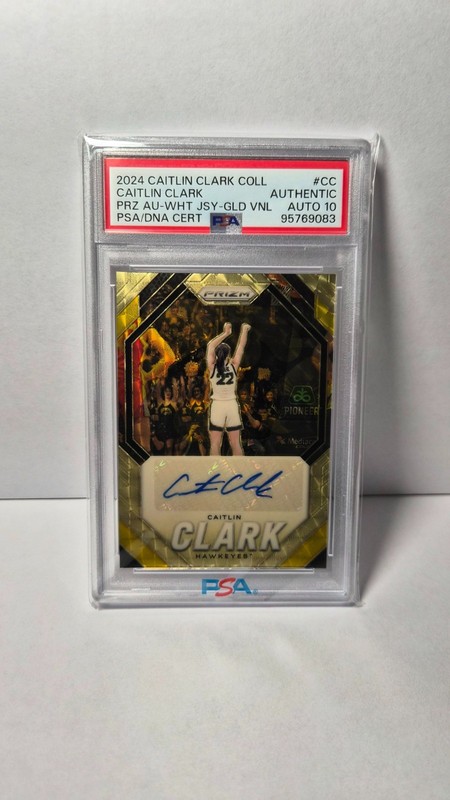 2024 CAITLIN CLARK COLLECTION PRIZM GOLD VINYL ROOKIE AUTO PSA AUTENTIC AUTO 10 