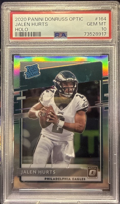 2020 PANINI DONRUSS OPTIC JALEN HURTS #164 HOLO PRIZM RATED ROOKIE PSA 10 EAGLES