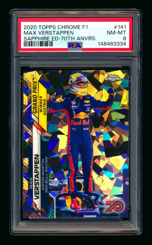 2020 Topps Chrome Sapphire F1 #141 Max Verstappen RC 70th Refractor #26/70 PSA 8