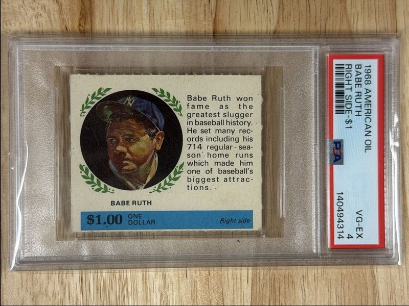 1968 American Oil Right Side - $1 Babe Ruth PSA 4 New York Yankees