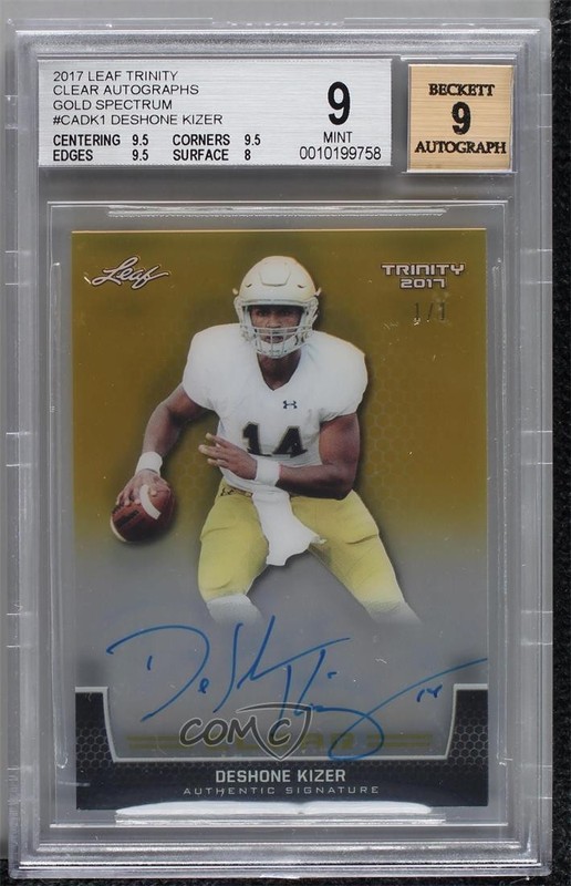 2017 Leaf Trinity Clear Auto Gold 1/1 Deshone Kizer #CA-DK1 Auto 05or