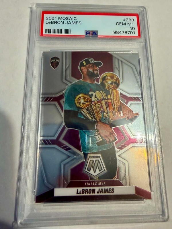 2021-22 Panini Mosaic Finals MVPs Prizm LeBron James #298 PSA 10 Cavs POP 39