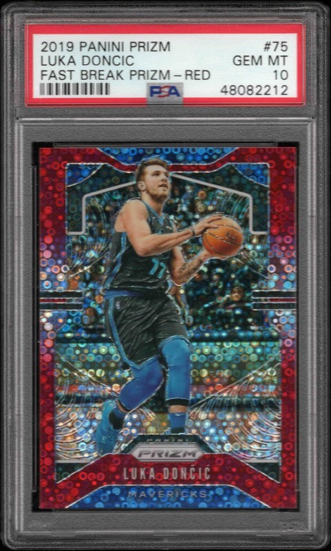 2019 Panini Prizm LUKA DONCIC #75 Lakers FAST BREAK RED /125 PSA 10 - (2ND YEAR)