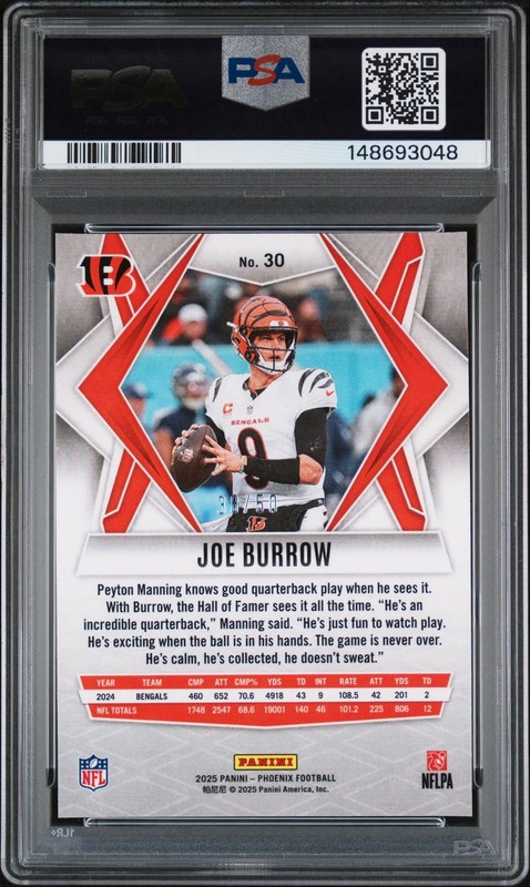 2025 Panini Phoenix - Joe Burrow #30 Blue /50 MINT PSA 9 POP 1!!! Make Offer view 2