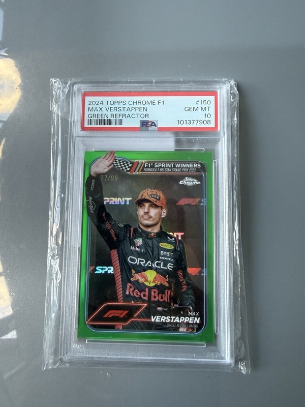 2024 Topps Chrome F1 Max Verstappen Green Ray Wave /99 PSA 10 Gem Mint Pop 3
