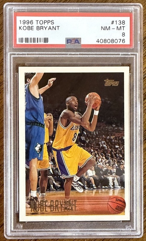1996-96 TOPPS KOBE BRYANT ROOKIE RC BASKETBALL CARD #138 GRADED PSA 8 READ