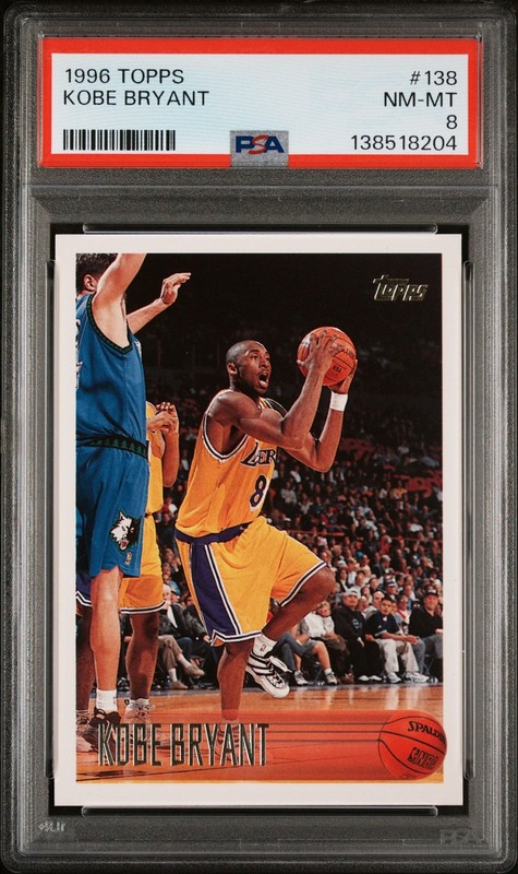 1996 TOPPS 138 KOBE BRYANT LAKERS RC REGISTRY NEW SLAB PSA 8 8204