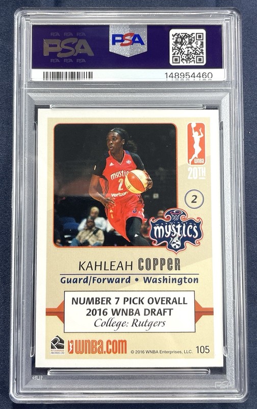 2016 Rittenhouse WNBA Kahleah Copper Rookie Card RC PSA 8 NM/MT view 2