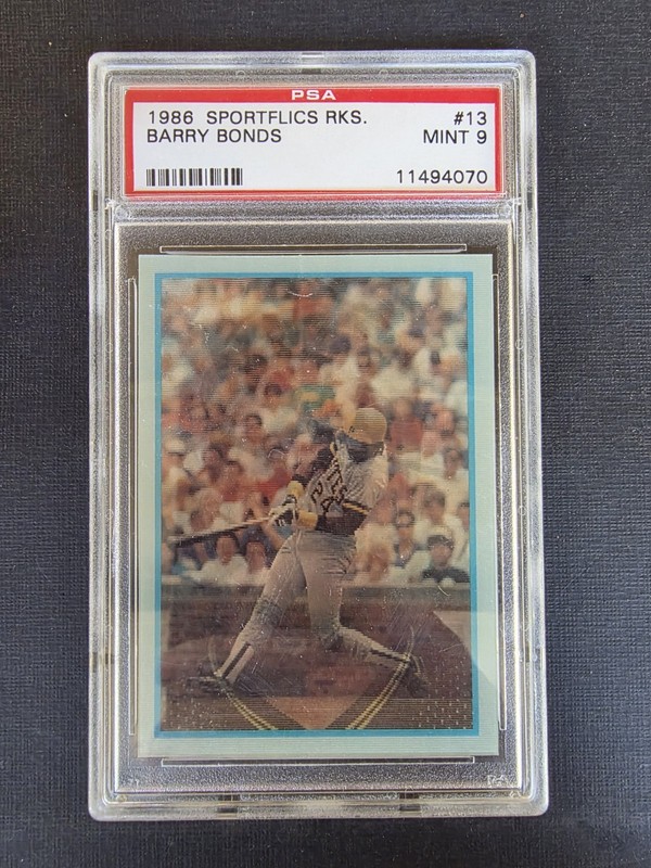 1986 Sportflics Rookies #13 Barry Bonds ROOKIE - PSA 9 MINT - Early PSA Slab