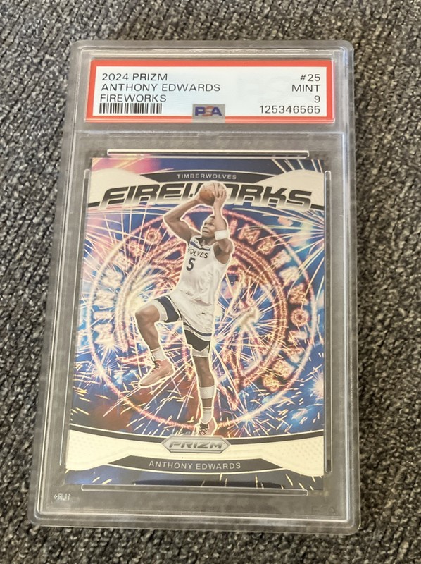 2024 Prizm Fireworks Anthony Edwards  PSA 9
