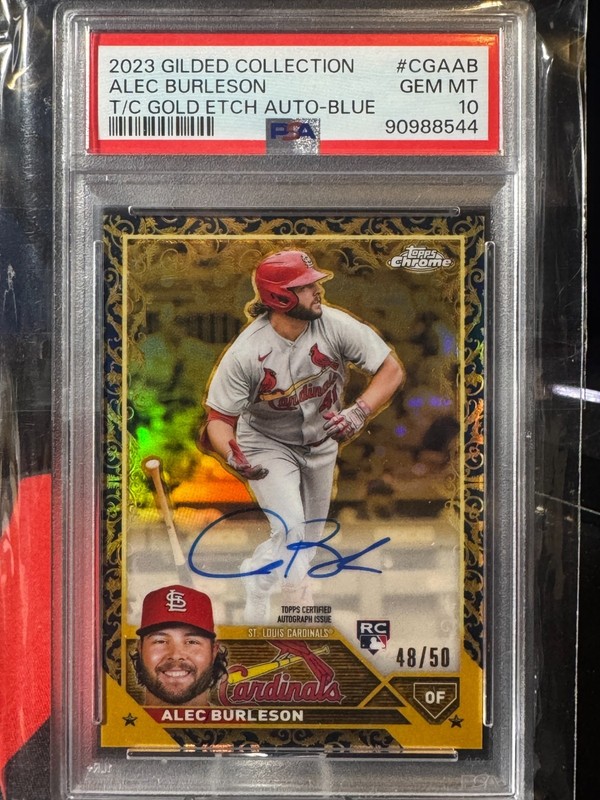 2023 Topps Chrome - Alec Burleson #CGA-AB Gold Etch Auto /50 RC PSA 10
