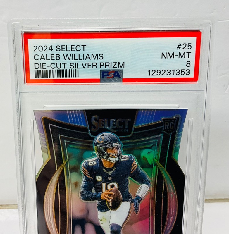 2024 PANINI SELECT DIE-CUT SILVER PRIZM #25 CALEB WILLIAMS ROOKIE RC PSA 8 view 2
