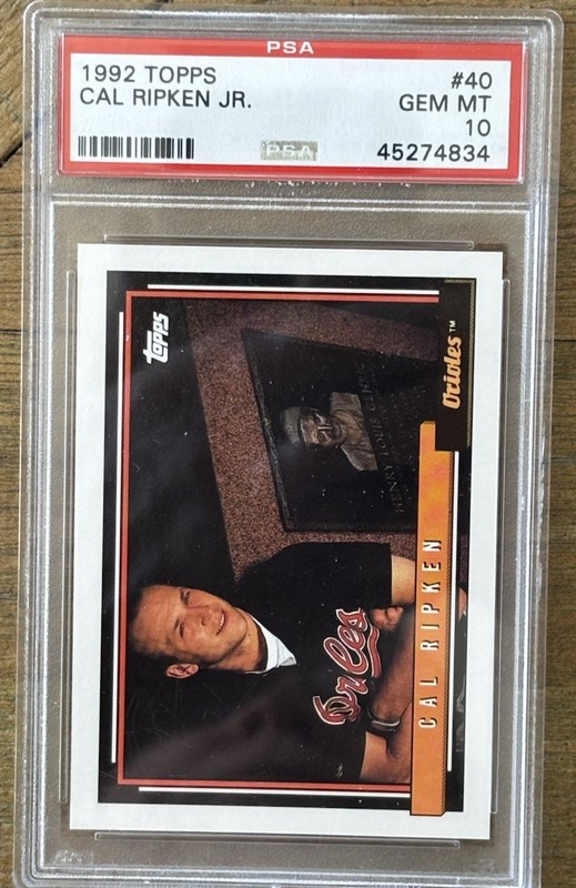 1992 TOPPS#40 CAL RIPKEN JR. PSA 10- GEM MINT view 1