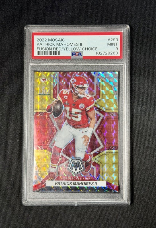 Patrick Mahomes II 2022 Mosaic Fusion Red/Yellow Choice /80 PSA 9 CHIEFS #293