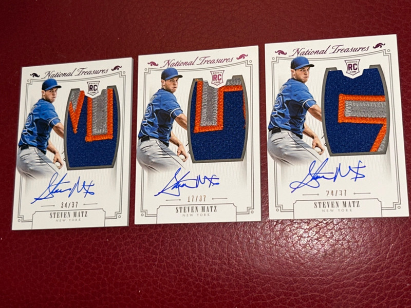 🔥(3) 2015 National Treasures PURPLE STEVEN MATZ Auto RPA *NAMEPLATE* Jersey /37 view 2