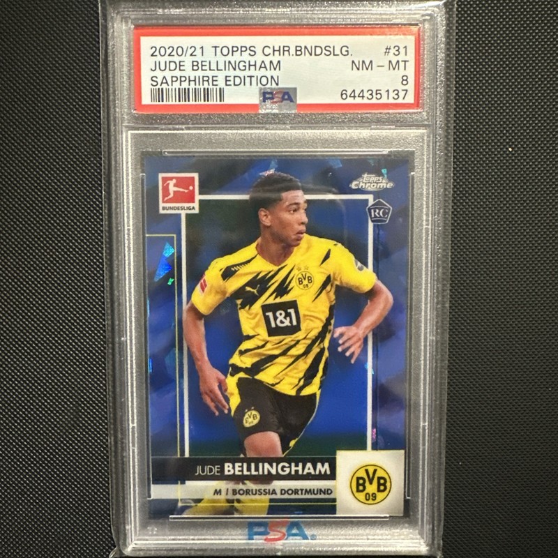 Jude Bellingham 2020-21 Topps Chrome Bundesliga #31 Sapphire Rookie RC PSA 8
