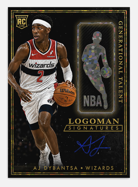 FAN-MADE WIZARDS AJ Dybantsa Sparkle Blast NBA Logoman CUSTOM Sticker Card SSP view 2