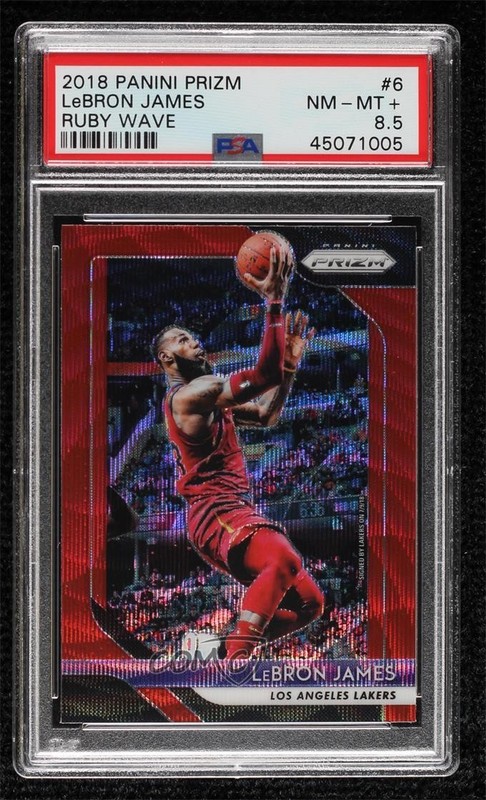 2018-19 Panini Prizm Ruby Wave Prizm LeBron James #6 PSA 8.5 9l4