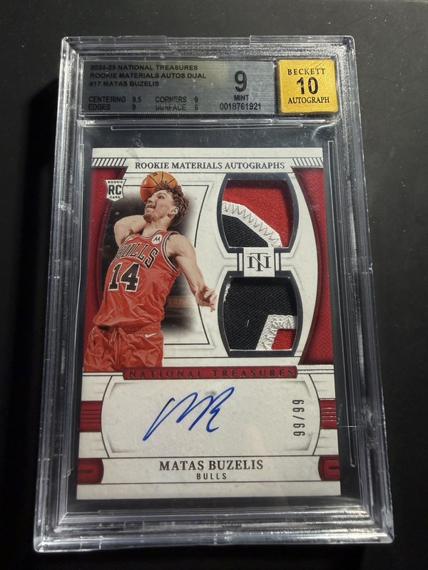 2024 National Treasures Matas Buzelis RC Dual Patch Auto /99 BGS 9 MINT