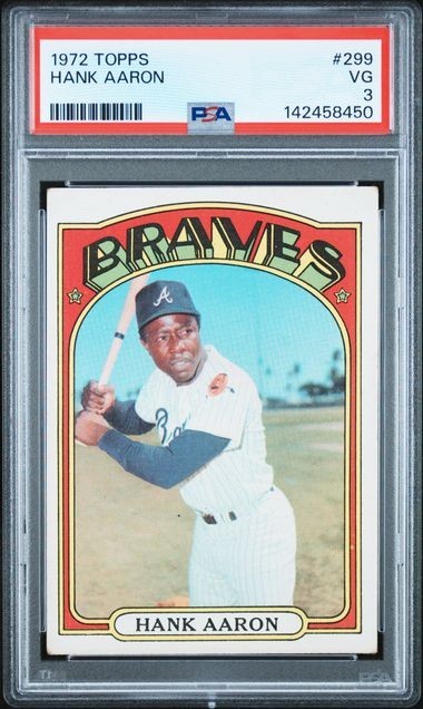 1972 Topps #299 Hank Aaron PSA 3 VG Atlanta Braves HOF