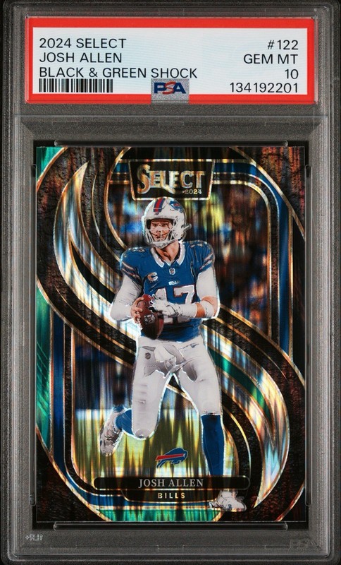 2024 PANINI SELECT BLACK & GREEN SHOCK #122 JOSH ALLEN PSA 10