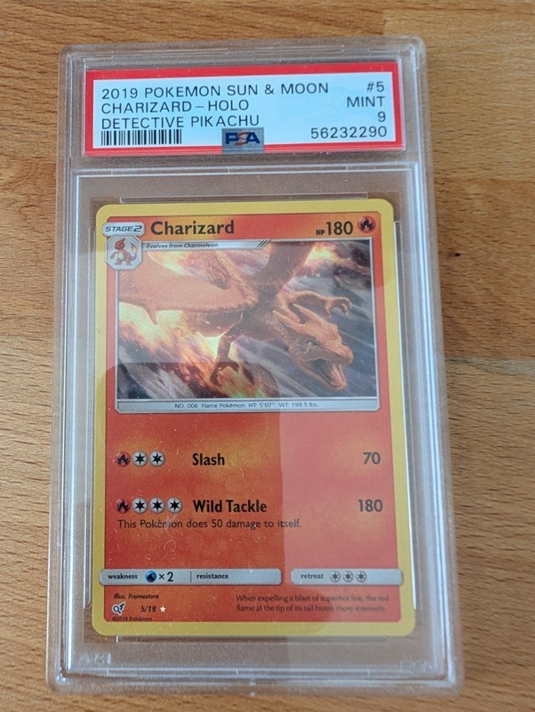 PSA 9 Charizard Holo 5/18 Pokemon Detective Pikachu Sun & Moon 2019 ENGLISH