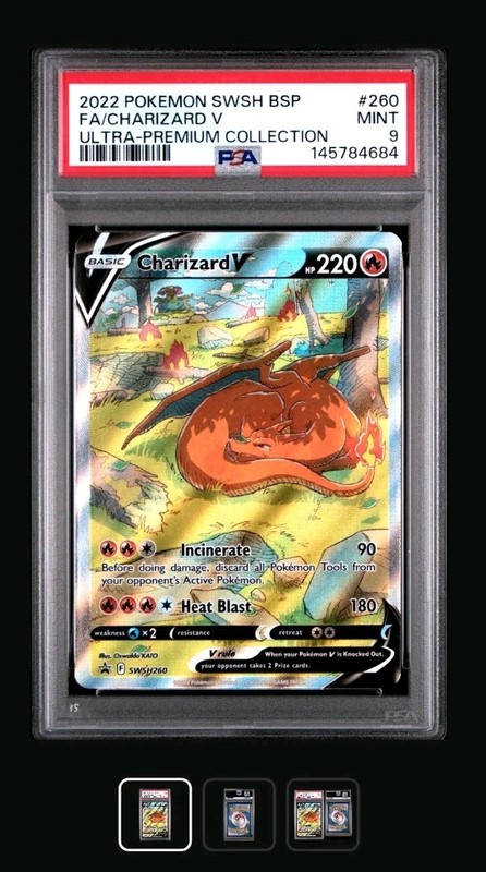 PSA 9 2022 POKEMON CHARIZARD V SWSH260 FULL ART HOLO PROMO SWORD & SHIELD