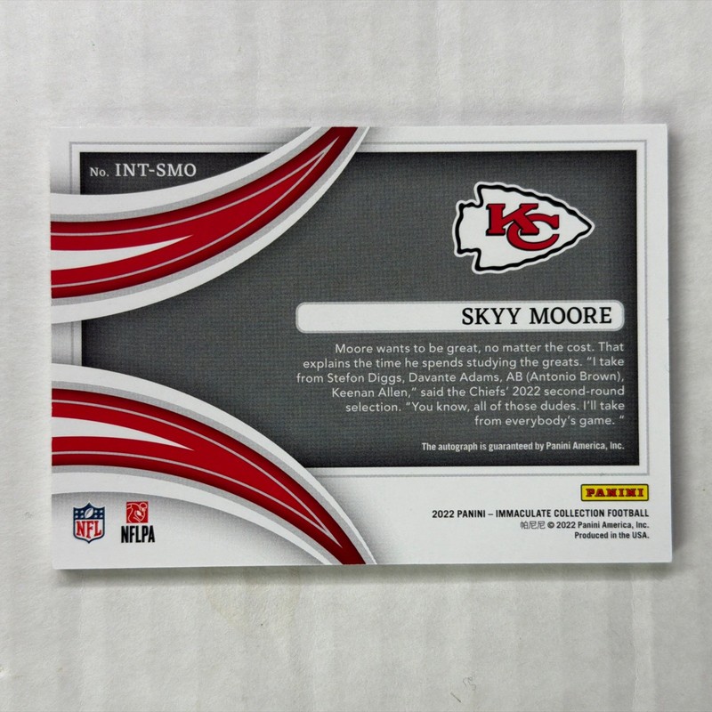 2022 Immaculate Skyy Moore Introductions ON-CARD AUTO RC #INT-SMO Chiefs Packers view 2