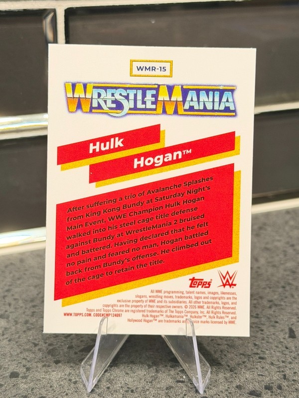 2026 WWE Topps Chrome Wrestlemania Recall #WMR-15 Hulk Hogan, Legend view 2