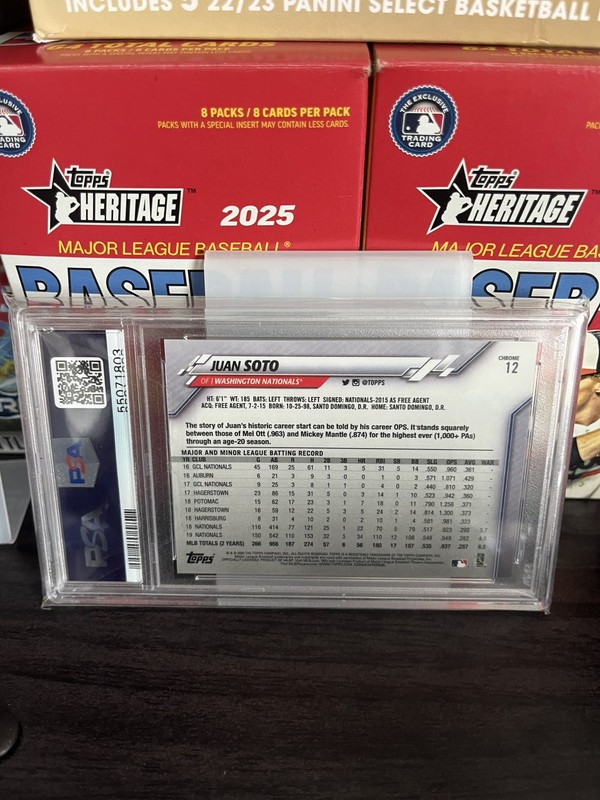 Juan Soto 2020 Topps Chrome NEGATIVE REFRACTOR PSA 9 #12. Mint SP Parallel view 2