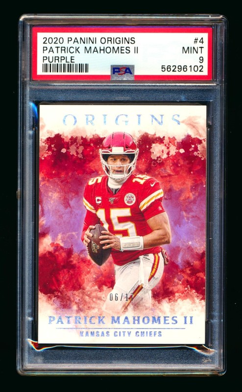 2020 PANINI ORIGINS PATRICK MAHOMES II PURPLE PARALLEL CHIEFS SSP #06/17 PSA 9!