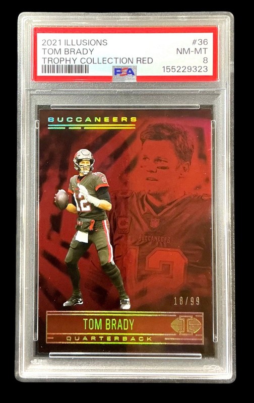 2021 panini illusions 36 tom brady; red /99 trophy collection PSA 8  COLOR MATCH