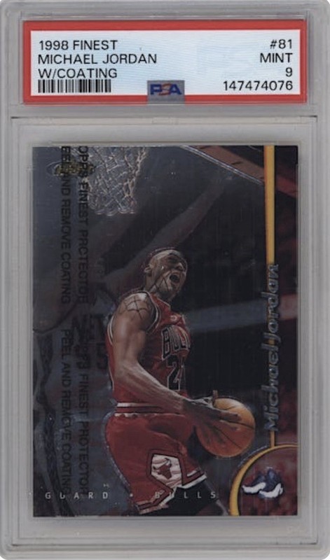 1998 Topps Finest #81 Michael Jordan PSA 9 Graded Basketball Card W/Coating