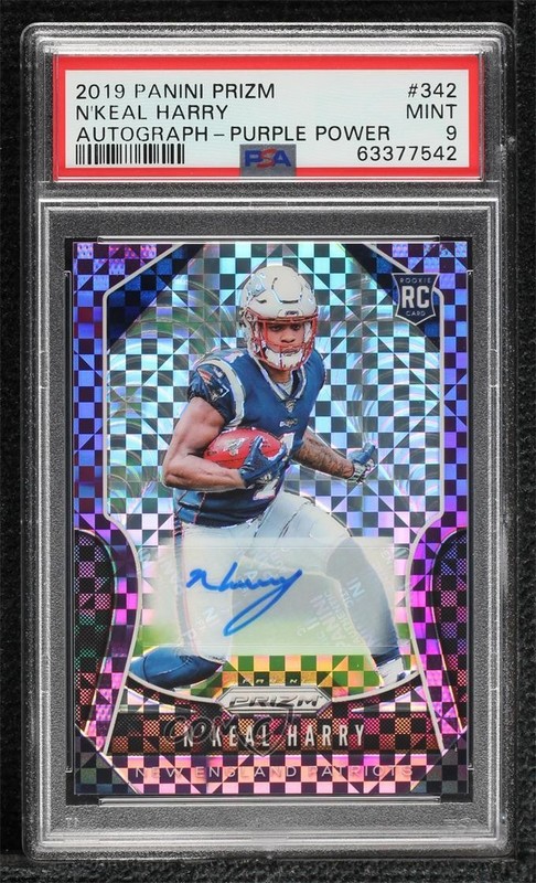 2019 Panini Prizm Rookies Purple Power 23/49 N'Keal Harry PSA 9 MINT Auto 02sw